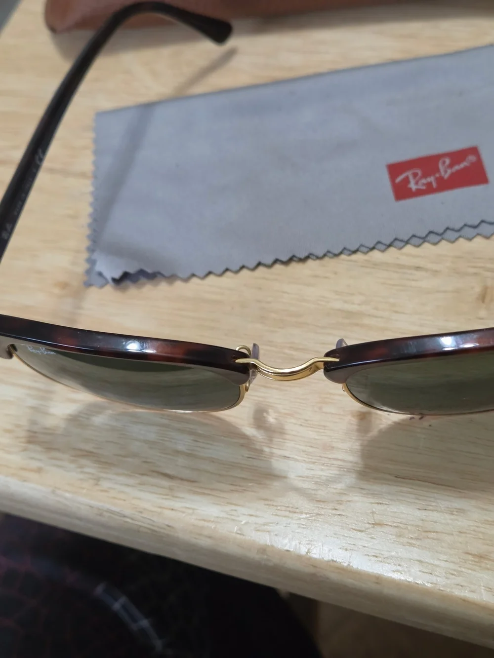 Ray-Ban Brown Tortoise & Gold Clubmaster Sunglasses with Black Lenses